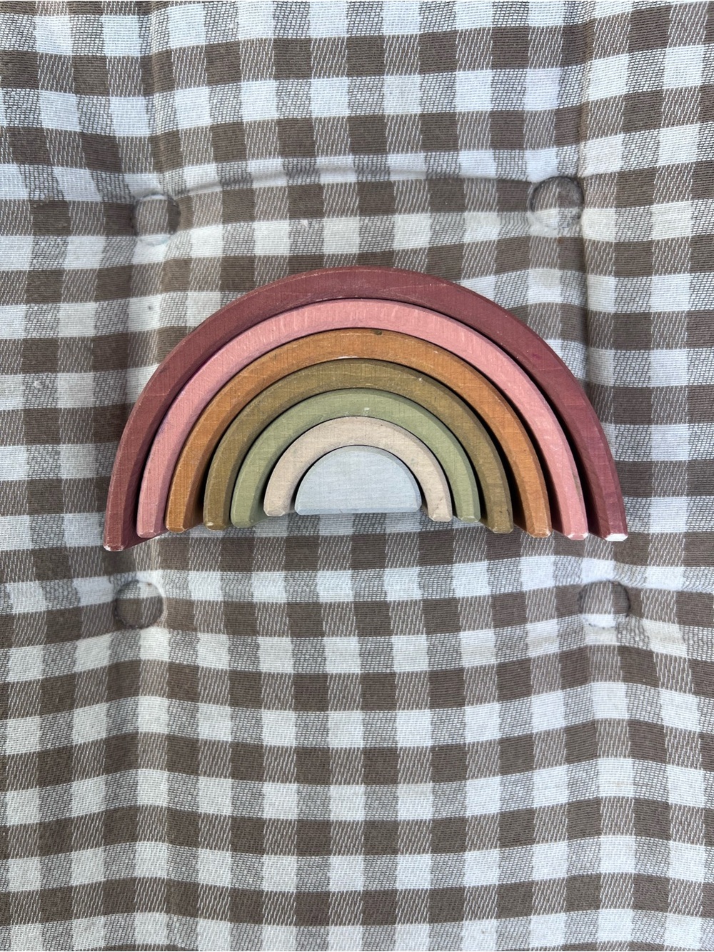 Grimm’s | Muted Rainbow Wooden Rainbow Stacker Montessori Toy
